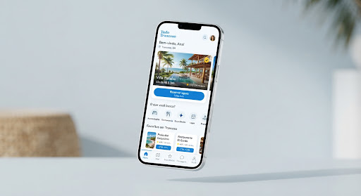 Aplicativo Tudo Trancoso exibido em um celular